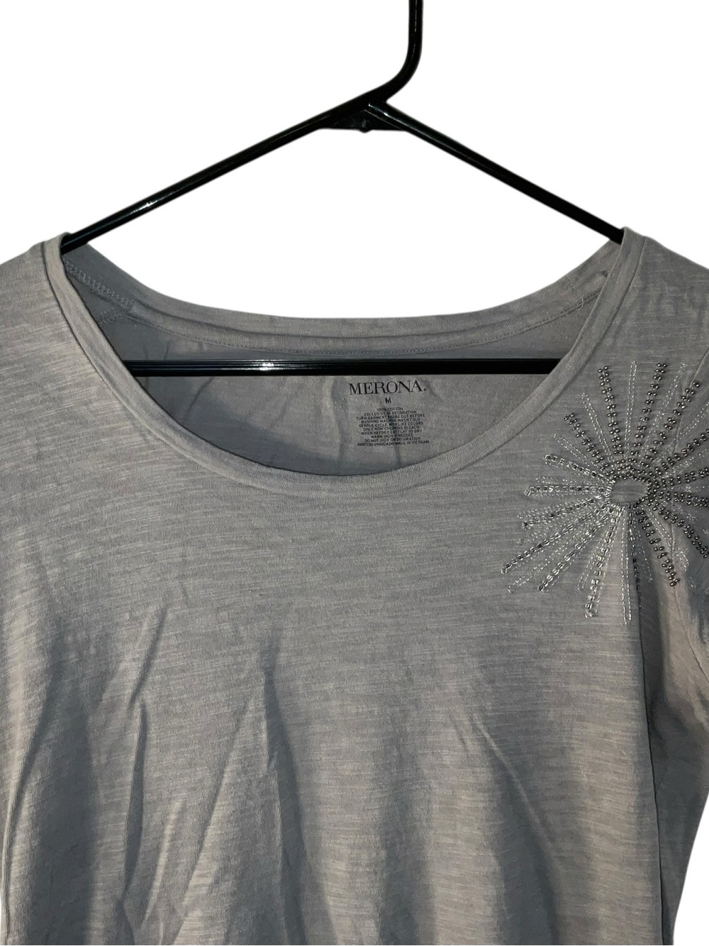Merona Short-Sleeve Embellished Tee Trio in Lavender, Mint, Gray, White - Picture 6 of 9